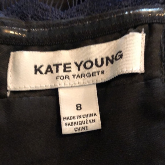Kate Young For Target Spaghetti Strap Navy Lace Peplum Bodice Dress Size 8 - Picture 11 of 14